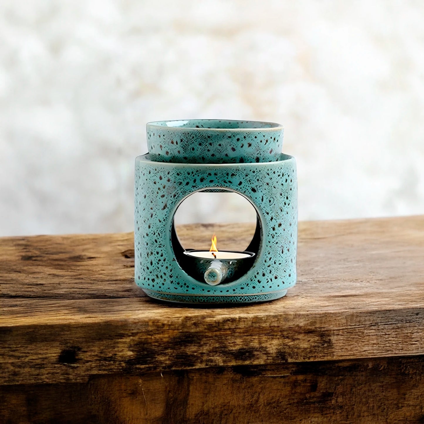 Quemador de cerámica blanco o verde para aceites esenciales y cera Eternaluz