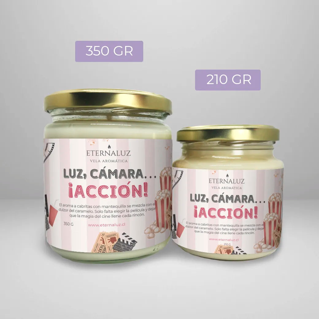 Vela aromática Eternaluz con aroma a palomitas con mantequilla, ideal para noches de cine en casa