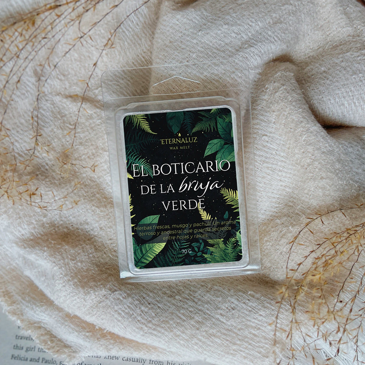 Wax melts El Boticario de la Bruja Verde con aroma herbal y terroso de salvia, musgo húmedo, pachulí y bálsamo