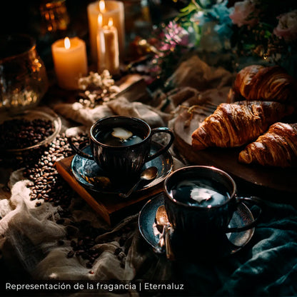Café Literario de Eternaluz con aroma a café tostado y pastelería dulce