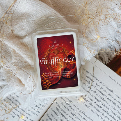 Wax melts Gryffindor con aroma a naranja, canela, clavo y sándalo, inspirados en la casa de Hogwarts.