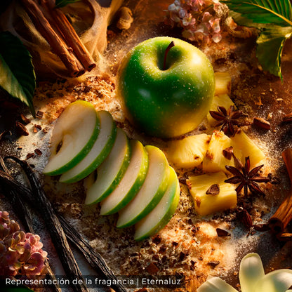 El veneno más dulce de Eternaluz con aroma a manzana verde, piña, canela, clavo y sándalo
