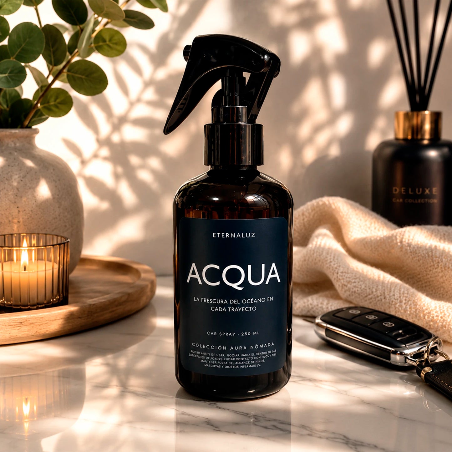 Car spray Acqua Eternaluz con aroma fresco acuático para perfumar el auto