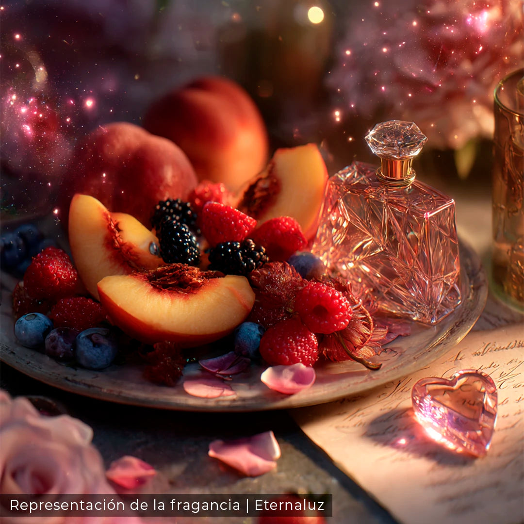 Cera aromática inspirada en Blancanieves, con notas de cítricos, durazno y almizcle, para momentos de autocuidado y amor propio.