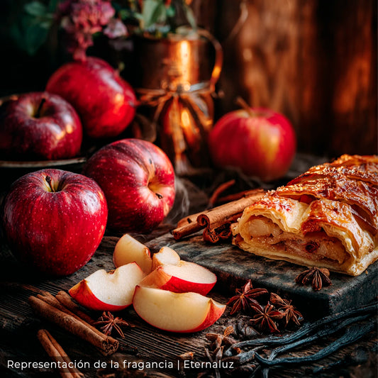 Corazón de Fuego con aroma a manzana, canela, azúcar caramelizada y madera cálida, inspirados en Aelin Galathynius