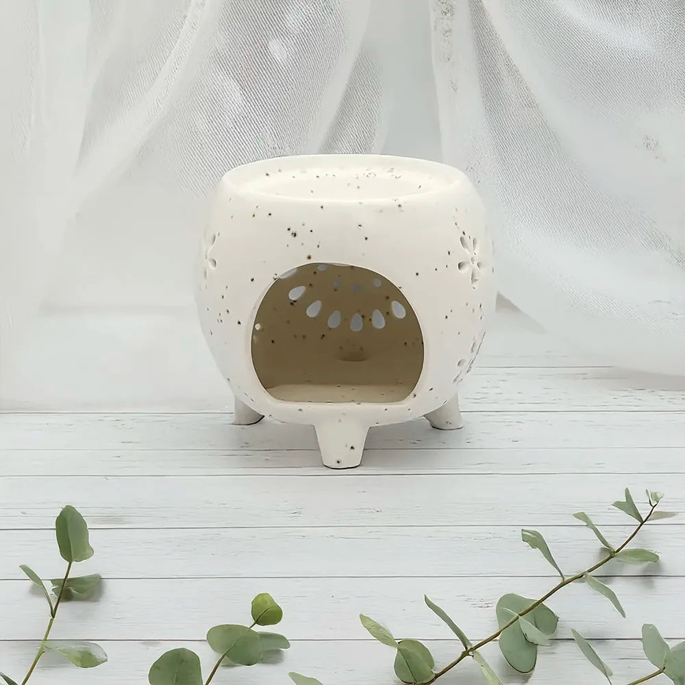 Difusor cerámico Caldero de Eternaluz en blanco o negro, ideal para wax melts y velas de té