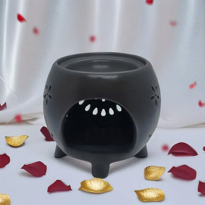 Difusor cerámico Caldero de Eternaluz en blanco o negro, ideal para wax melts y velas de té