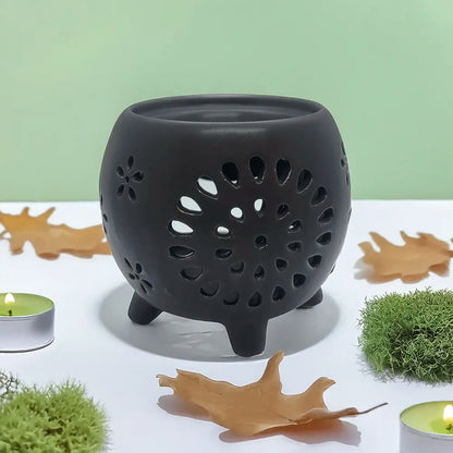 Difusor cerámico Caldero de Eternaluz en blanco o negro, ideal para wax melts y velas de té