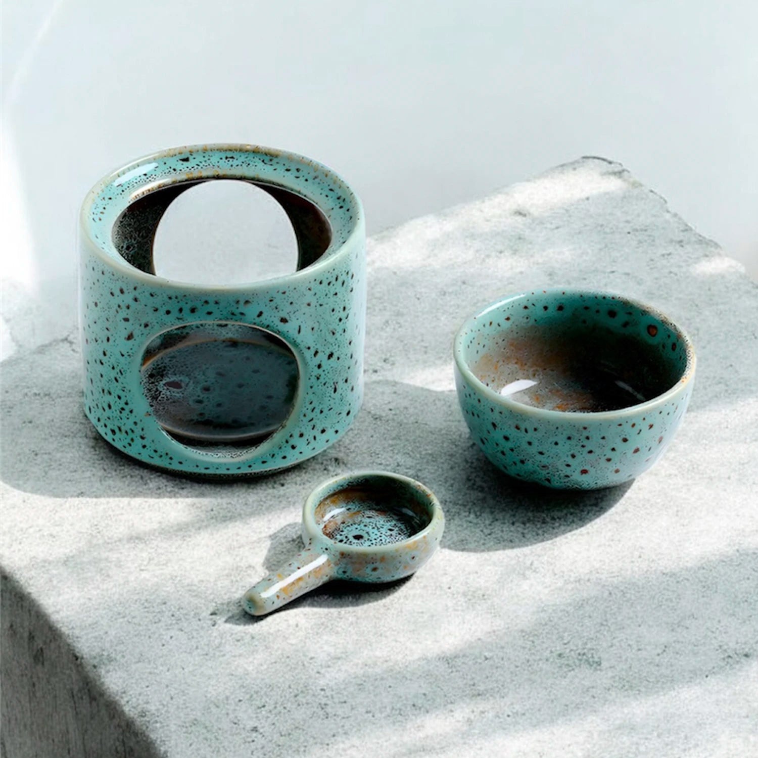 Quemador de cerámica blanco o verde para aceites esenciales y cera Eternaluz