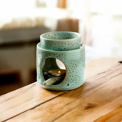 Quemador de cerámica blanco o verde para aceites esenciales y cera Eternaluz