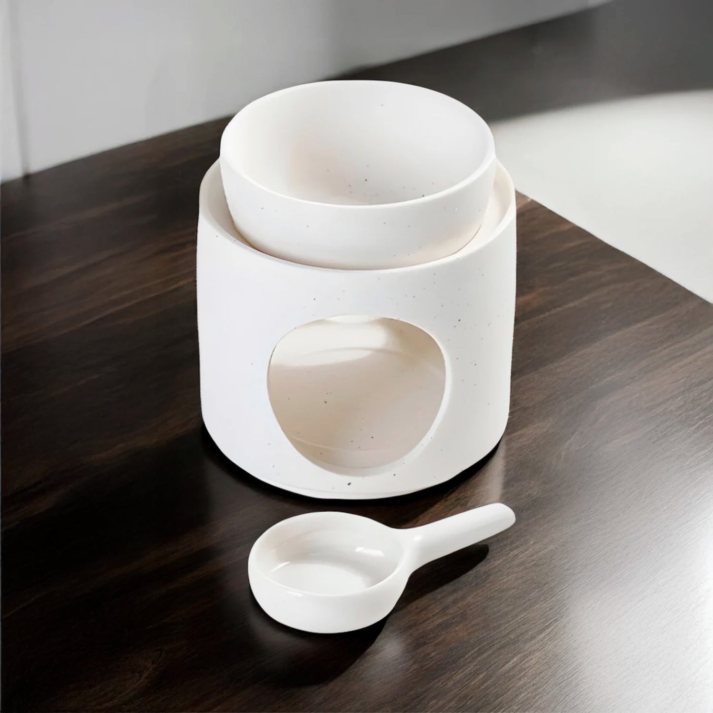 Quemador de cerámica blanco o verde para aceites esenciales y cera Eternaluz