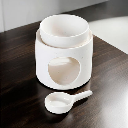 Quemador de cerámica blanco o verde para aceites esenciales y cera Eternaluz