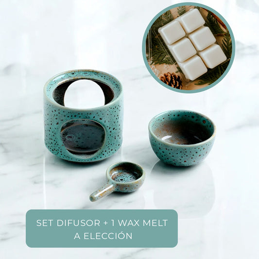 Quemador de cerámica blanco o verde para aceites esenciales y cera Eternaluz