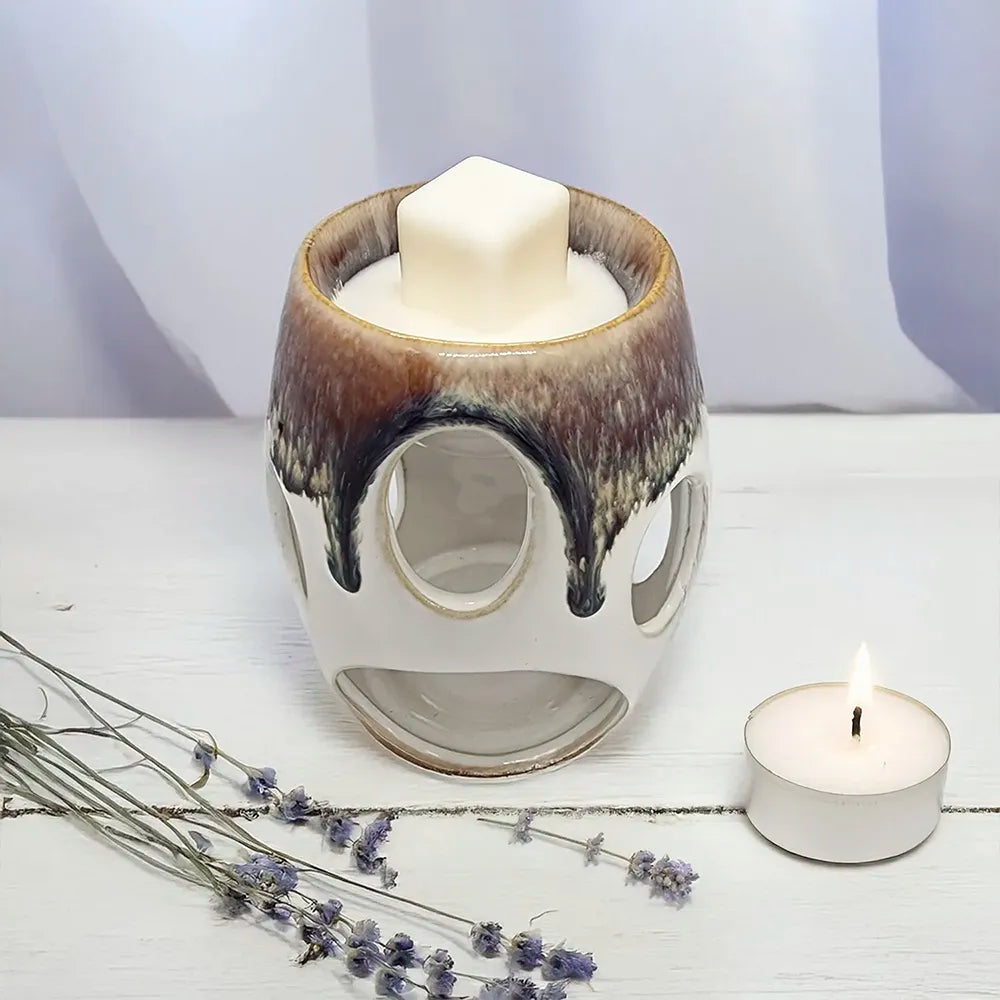 Difusor cerámica Rústico Aurora en tonos tierra, ideal para aromaterapia con wax melts