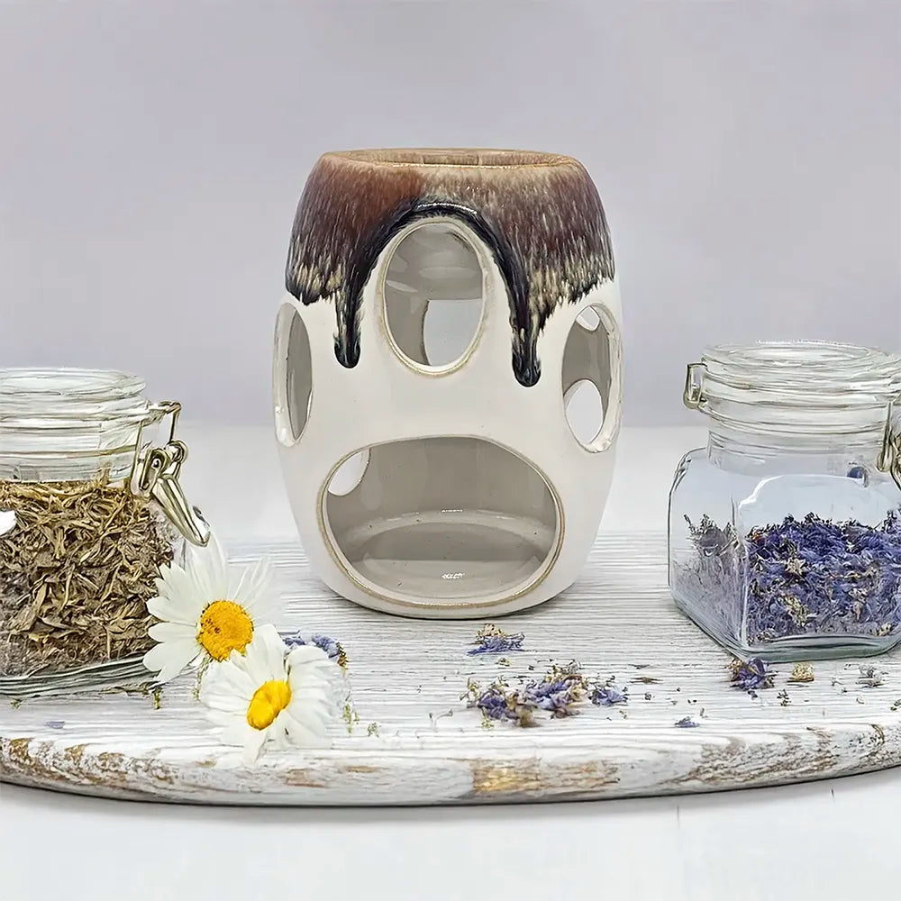 Difusor cerámica Rústico Aurora en tonos tierra, ideal para aromaterapia con wax melts
