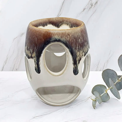Difusor cerámica Rústico Aurora en tonos tierra, ideal para aromaterapia con wax melts