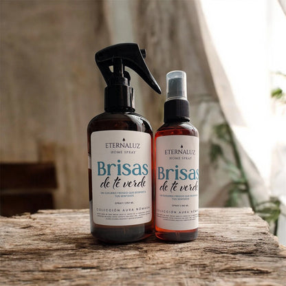 Home Spray Eternaluz Brisas de Té Verde, aroma herbal fresco con limón, menta y bambú, ideal para ambientar el hogar o la oficina.