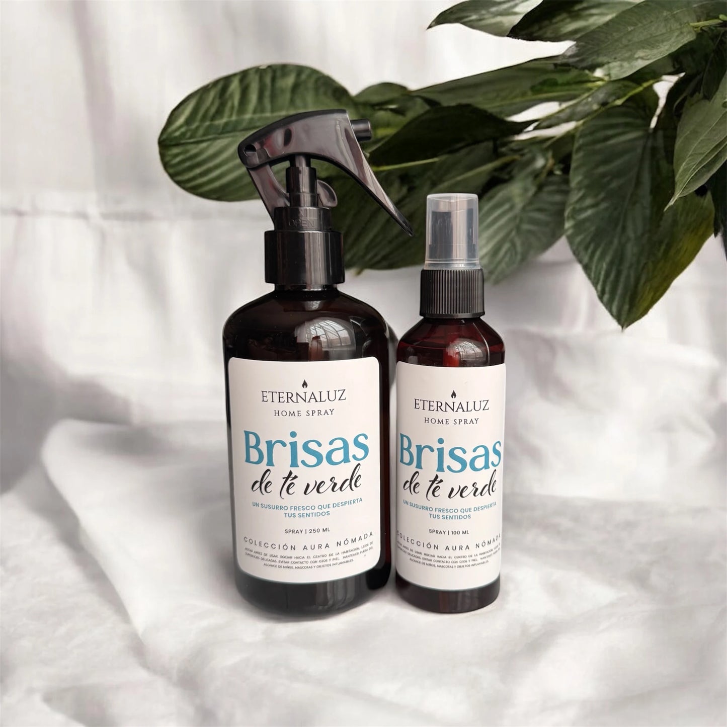 Home Spray Eternaluz Brisas de Té Verde, aroma herbal fresco con limón, menta y bambú, ideal para ambientar el hogar o la oficina.