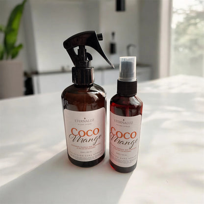 Home Spray Eternaluz Coco Mango con aroma tropical de mango y coco, colección Aura Nómada.