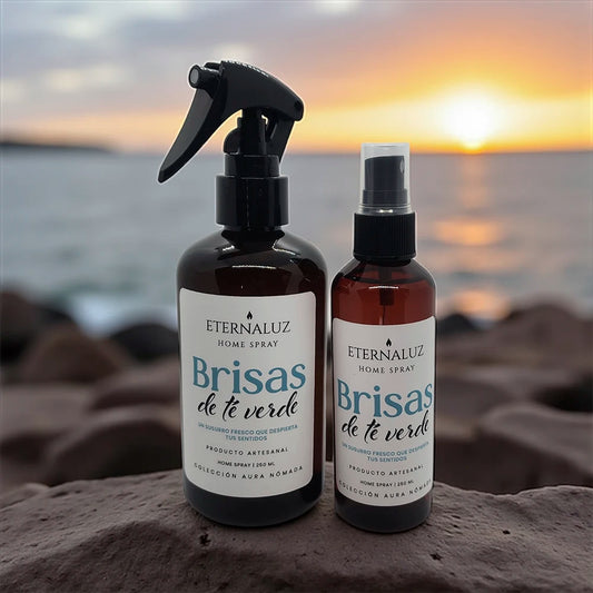 Home Spray Eternaluz Brisas de Té Verde, aroma herbal fresco con limón, menta y bambú, ideal para ambientar el hogar o la oficina.