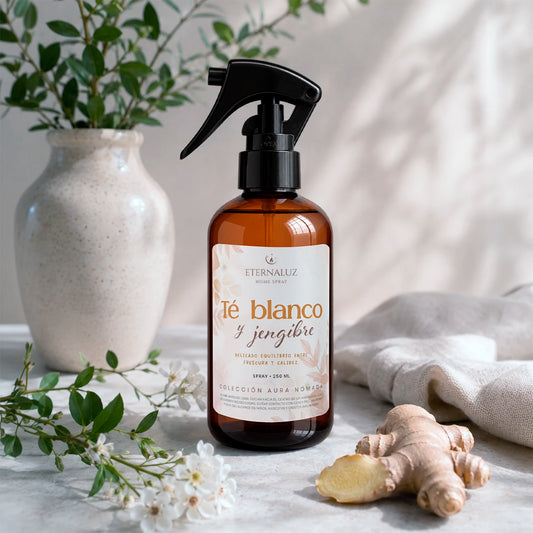 Home spray Té Blanco y Jengibre Eternaluz con aroma fresco y elegante para perfumar el hogar