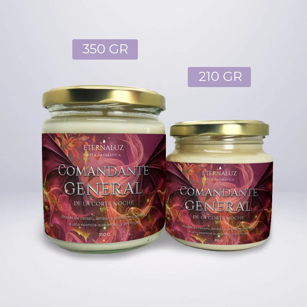 Inspirados en Cassian, guerrero de la Corte Noche. Aroma cálido y especiado con brasas, ámbar y almizcle. Intensidad alta.