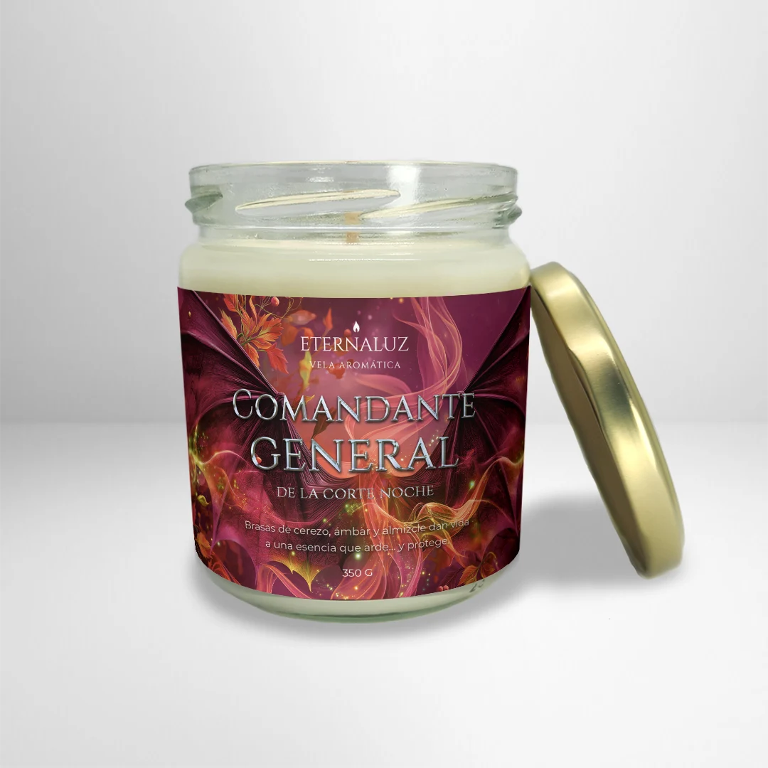 Inspirados en Cassian, guerrero de la Corte Noche. Aroma cálido y especiado con brasas, ámbar y almizcle. Intensidad alta.