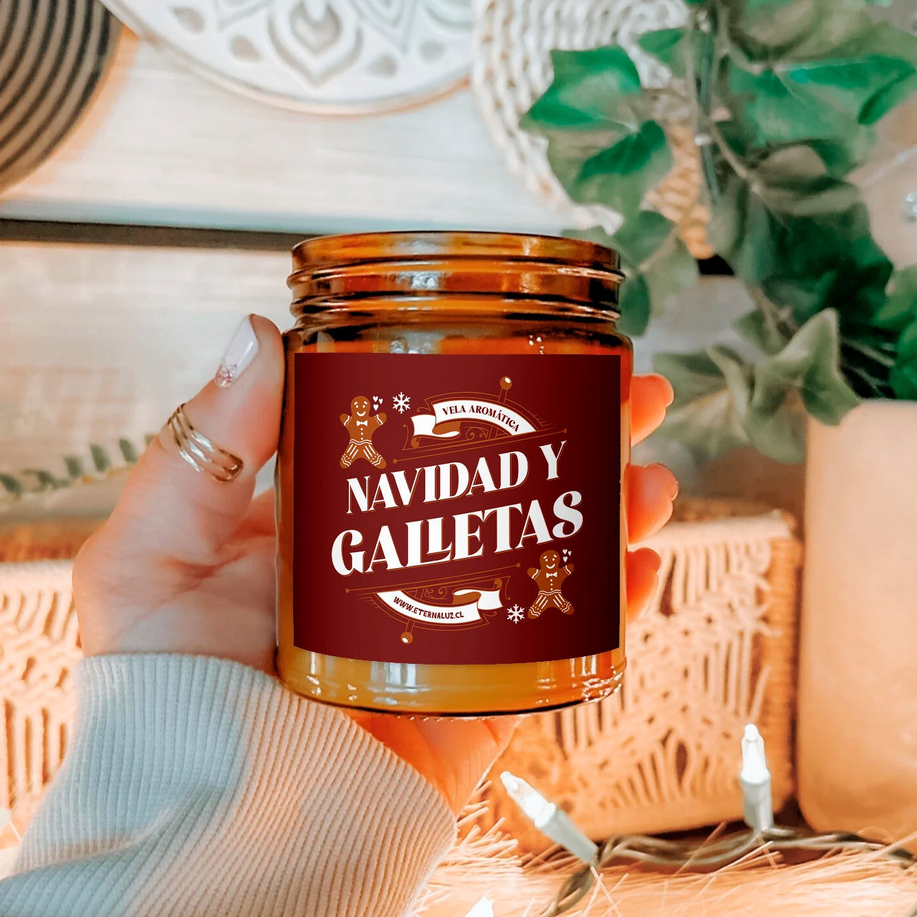 Vela aromática Navidad y Galletas con fragancia de galletas de jengibre recién horneadas