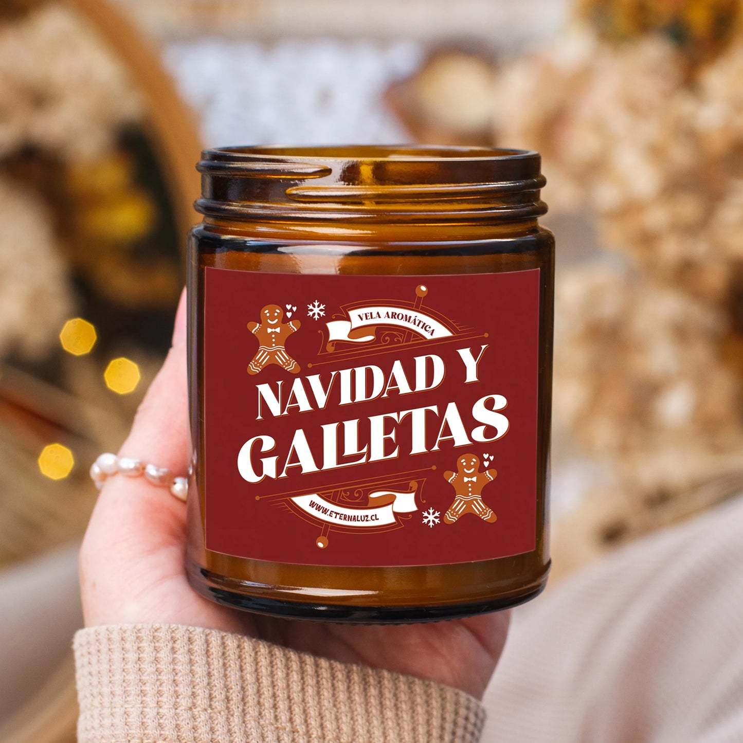 Vela aromática Navidad y Galletas con fragancia de galletas de jengibre recién horneadas