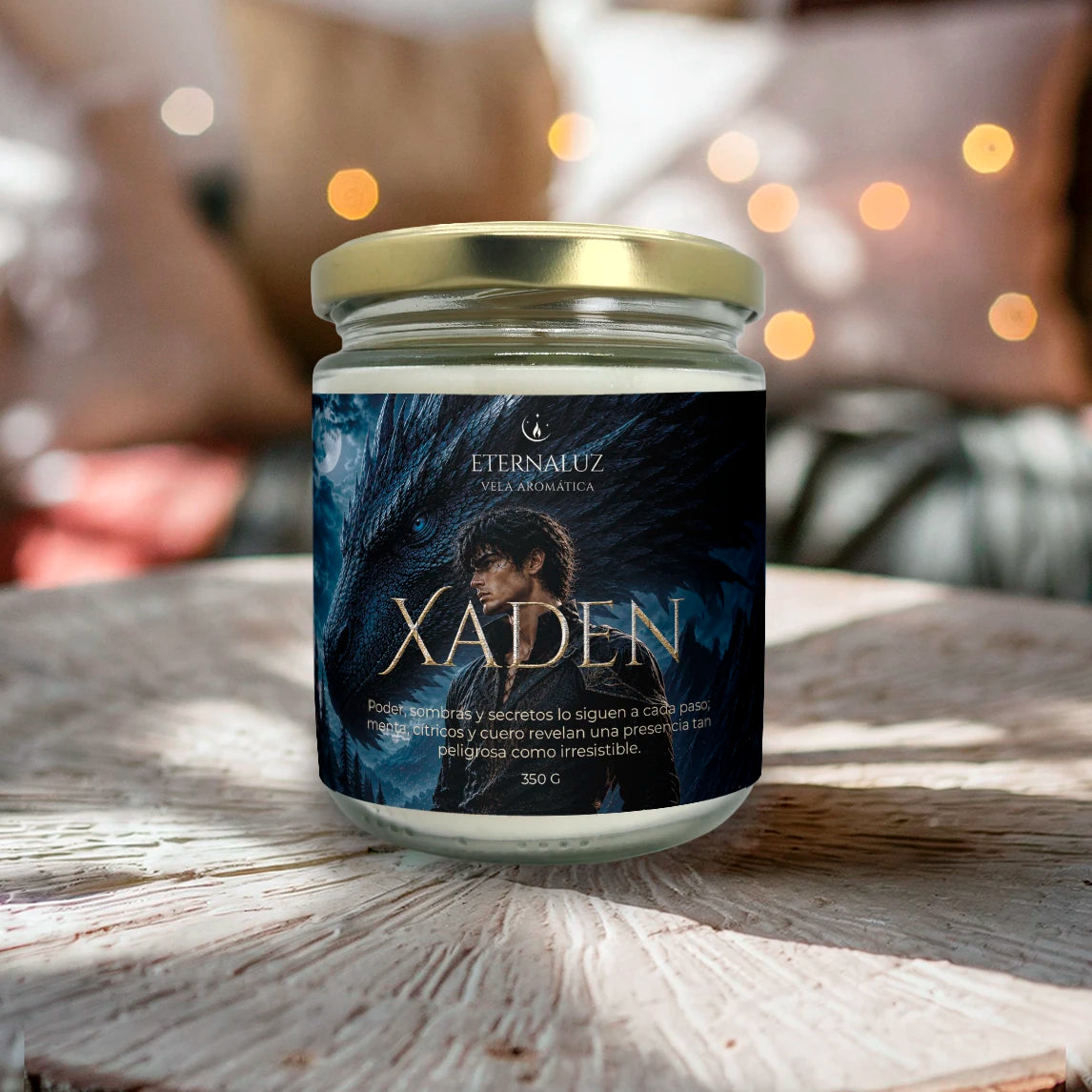 Vela aromática Xaden con menta, cítricos y cuero, inspirada en Xaden Riorson de la saga Empíreo
