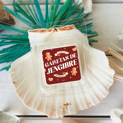 Wax melts Galletas de Jengibre con aroma a canela, vainilla, jengibre y especias cálidas, ideales para crear un ambiente acogedor.