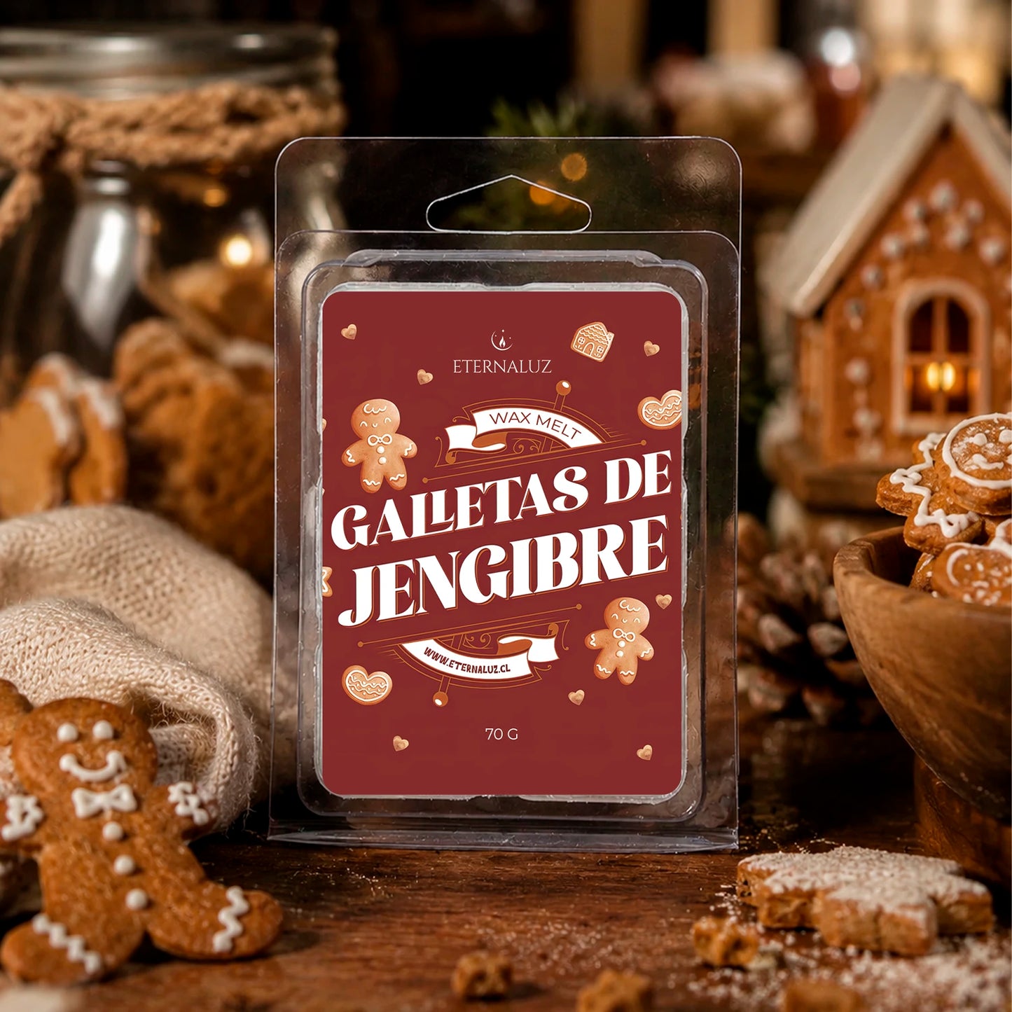 Wax melts Galletas de Jengibre con aroma a canela, vainilla, jengibre y especias cálidas, ideales para crear un ambiente acogedor.