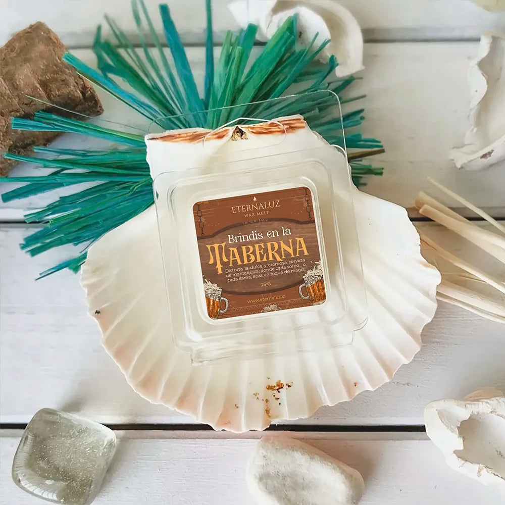 Wax melt Eternaluz inspirado en la cerveza de mantequilla con notas cálidas de vainilla y caramelo
