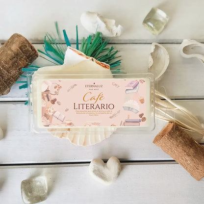 Wax melt Café Literario de Eternaluz con aroma a café tostado y pastelería horneada