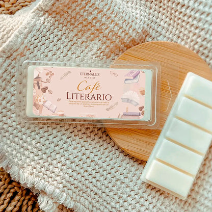 Wax melt Café Literario de Eternaluz con aroma a café tostado y pastelería horneada