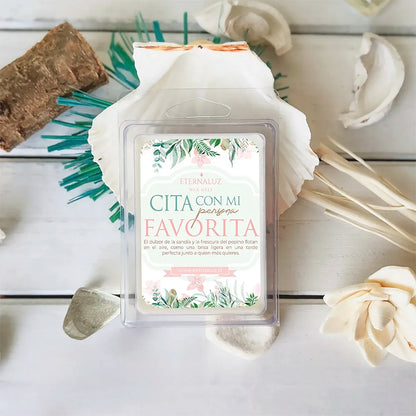 Wax melt aromático Cita con mi persona favorita de Eternaluz con aroma a sandía, pepino y melón