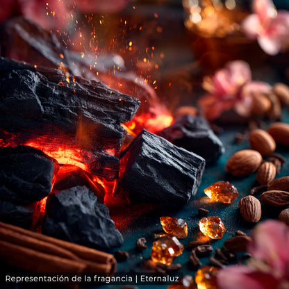 Inspirados en Cassian, guerrero de la Corte Noche. Aroma cálido y especiado con brasas, ámbar y almizcle. Intensidad alta.