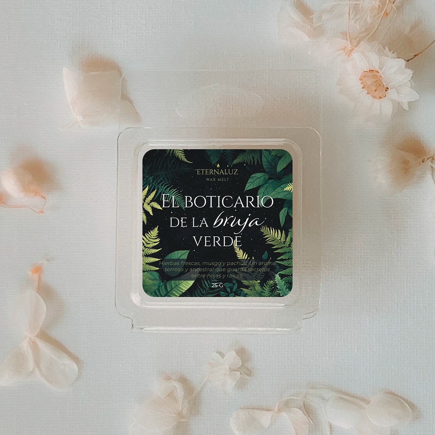 Wax melts El Boticario de la Bruja Verde con aroma herbal y terroso de salvia, musgo húmedo, pachulí y bálsamo