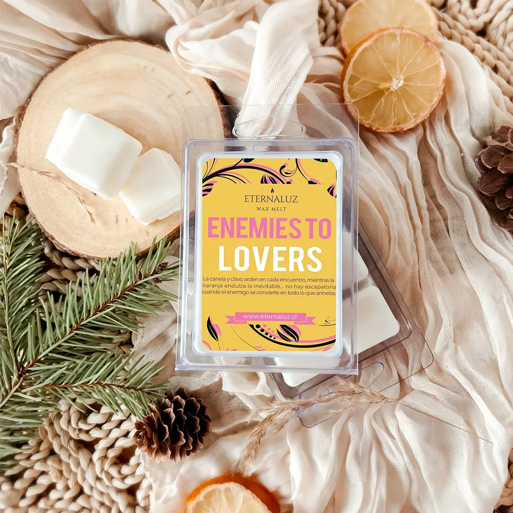 Wax melt aromático Enemies to lovers de Eternaluz con aroma a naranja, clavo, canela y notas especiadas
