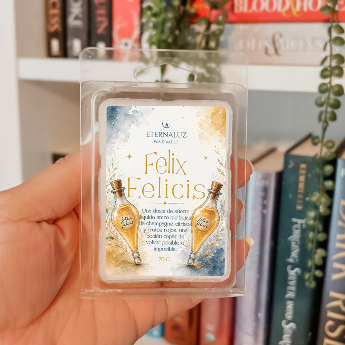 Wax melts Felix Felicis con champagne, cítricos y frutos rojos, inspirados en la suerte líquida de Harry Potter