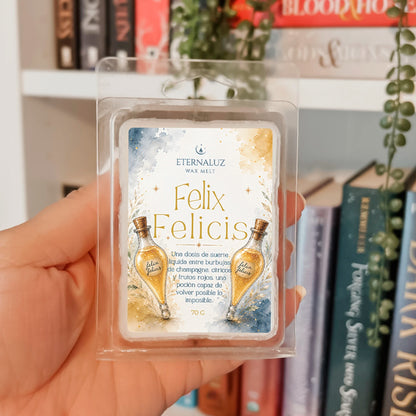 Wax melts Felix Felicis con champagne, cítricos y frutos rojos, inspirados en la suerte líquida de Harry Potter