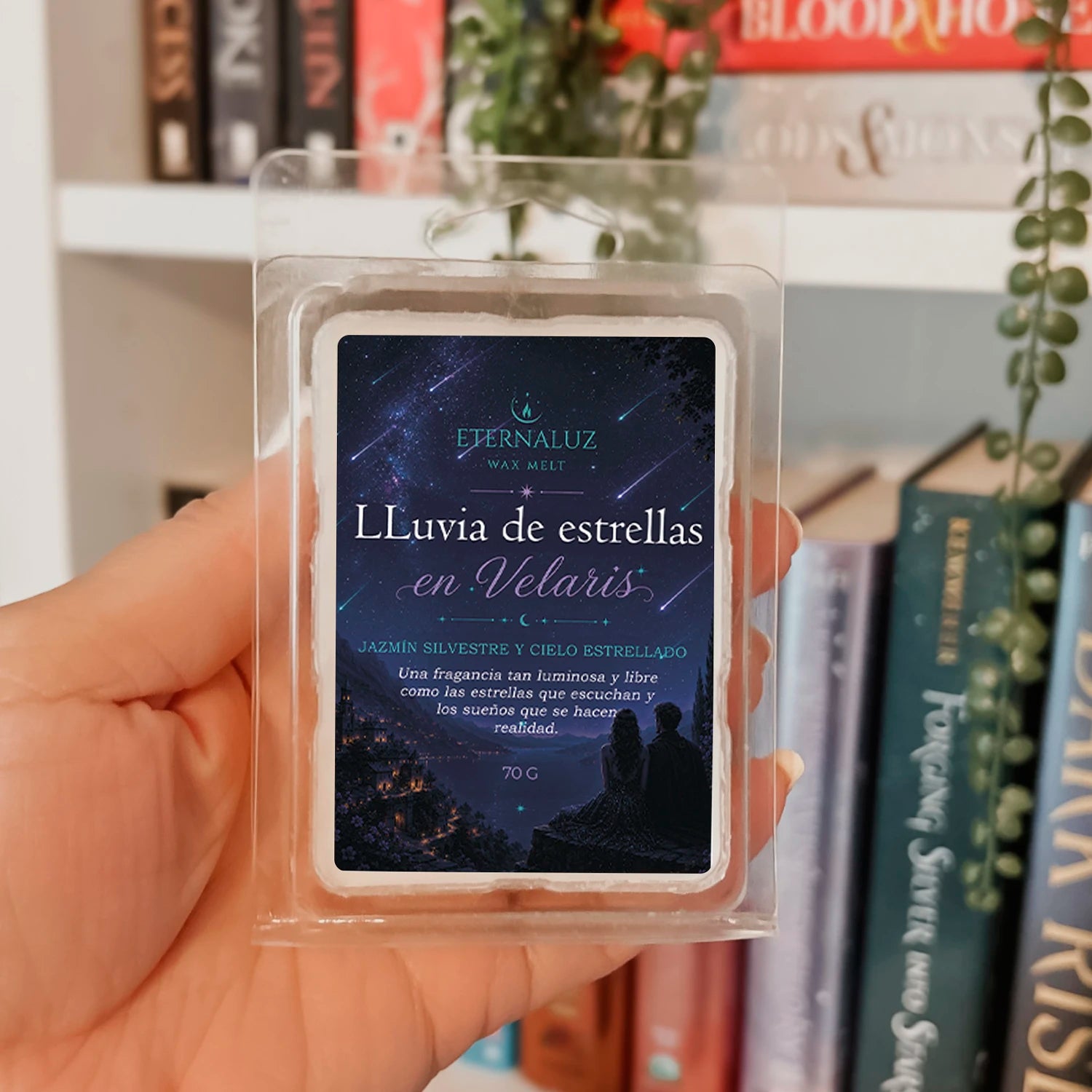 Wax melts Lluvia de Estrellas en Velaris con aroma a jazmín silvestre y flores blancas, inspirados en una noche mágica bajo las estrellas