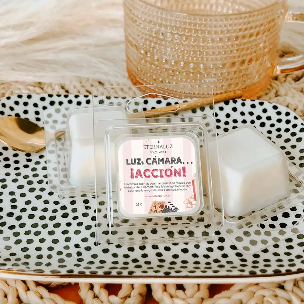 Wax melt aromático Eternaluz con aroma a palomitas, mantequilla y vainilla