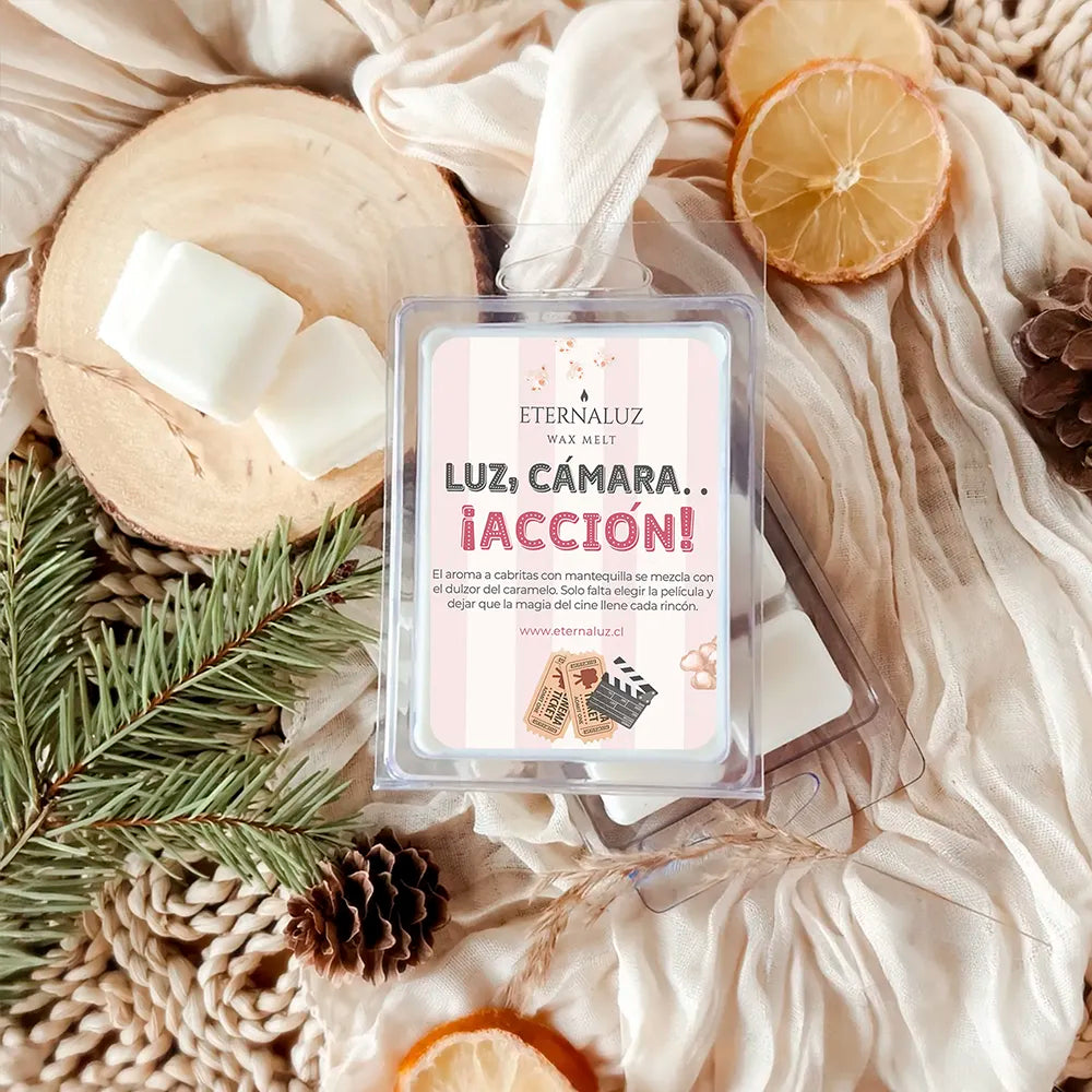 Wax melt aromático Eternaluz con aroma a palomitas, mantequilla y vainilla