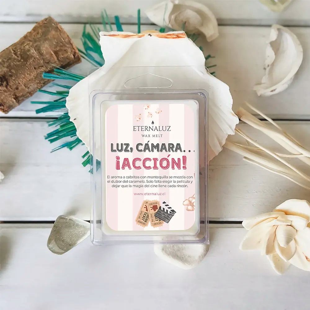 Wax melt aromático Eternaluz con aroma a palomitas, mantequilla y vainilla