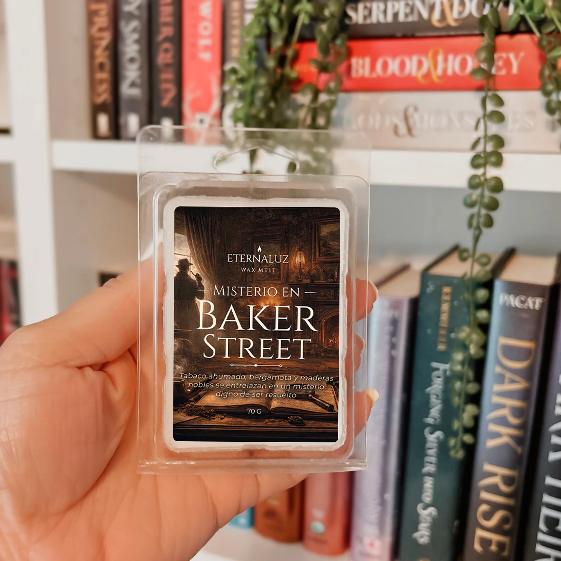 Wax melt literario misterio en baker street, aroma tabaco y bergamota Eternaluz