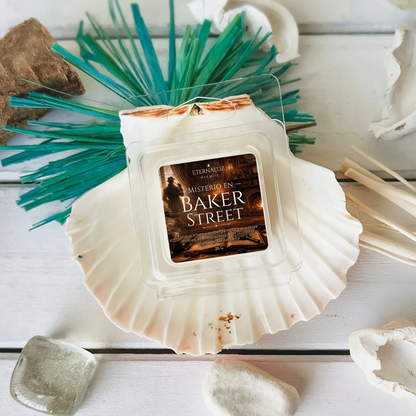 Wax melt literario misterio en baker street, aroma tabaco y bergamota Eternaluz