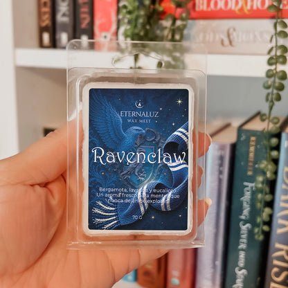 Wax melts Ravenclaw con aroma a bergamota, mandarina, lavanda, eucalipto y cedro, inspirados en la sabiduría, la creatividad y la magia de Hogwarts
