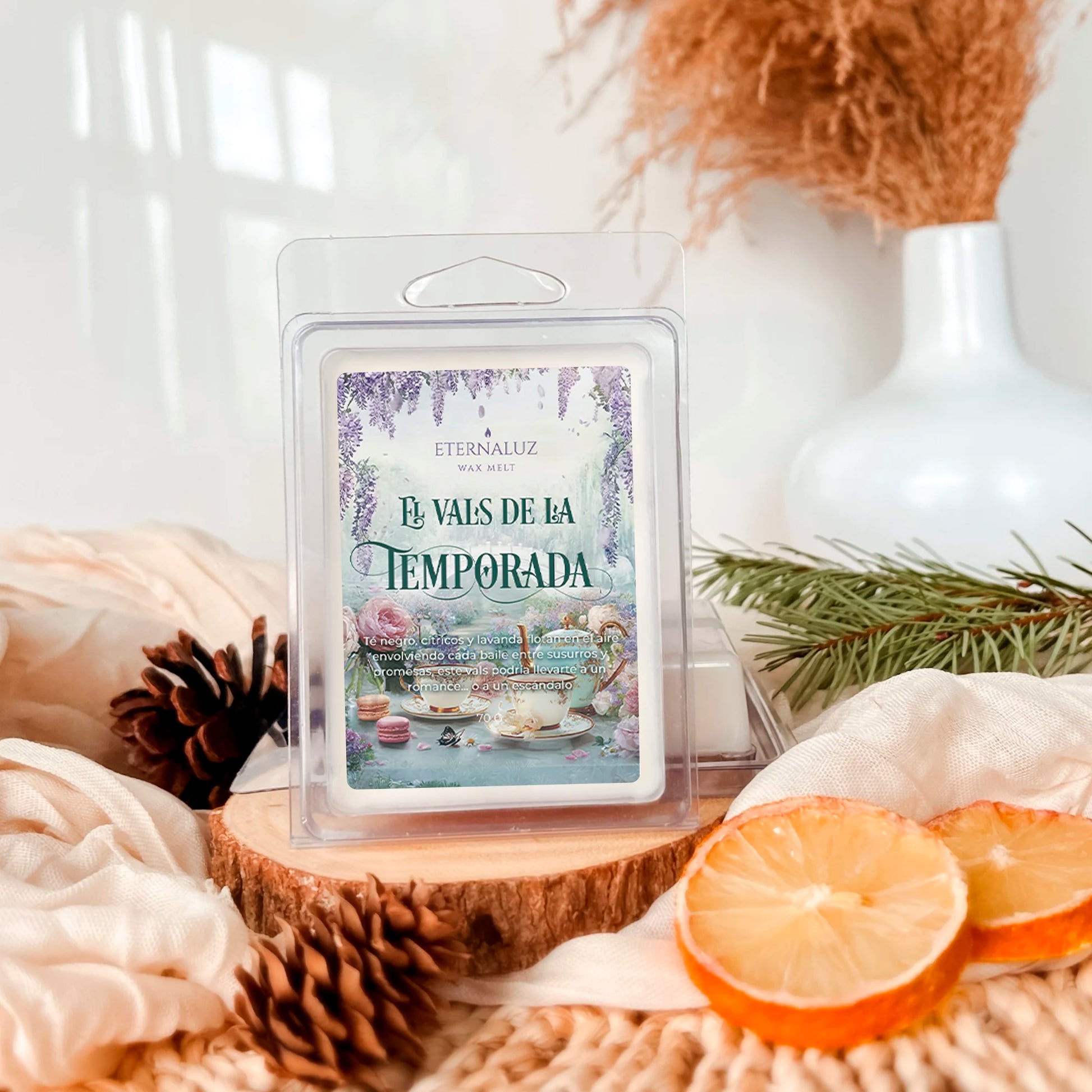 Wax melts inspirados en Los Bridgerton con aroma a té negro, cítricos y lavanda