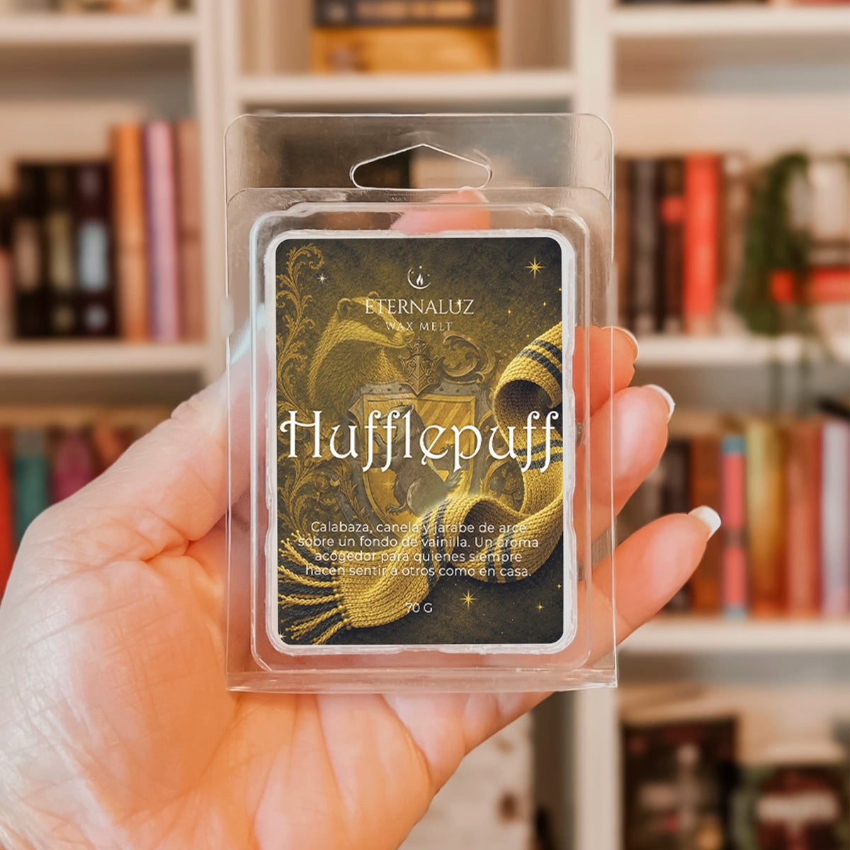 Wax melts Hufflepuff con aroma a calabaza, canela, vainilla y jarabe de arce, inspirados en la bondad, la lealtad y la magia de Hogwarts
